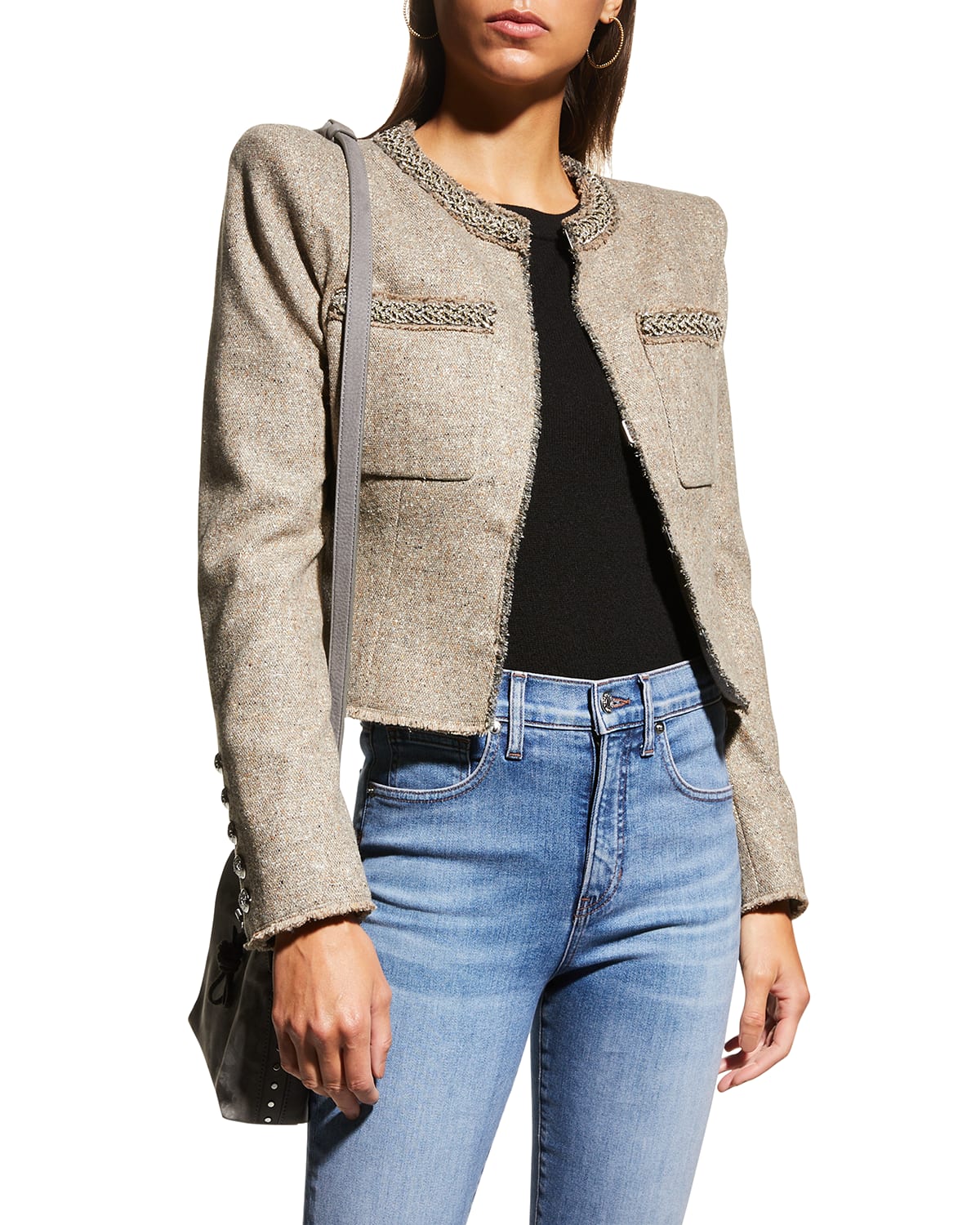 Veronica Beard Orris Tweed Jacket In Stone | ModeSens