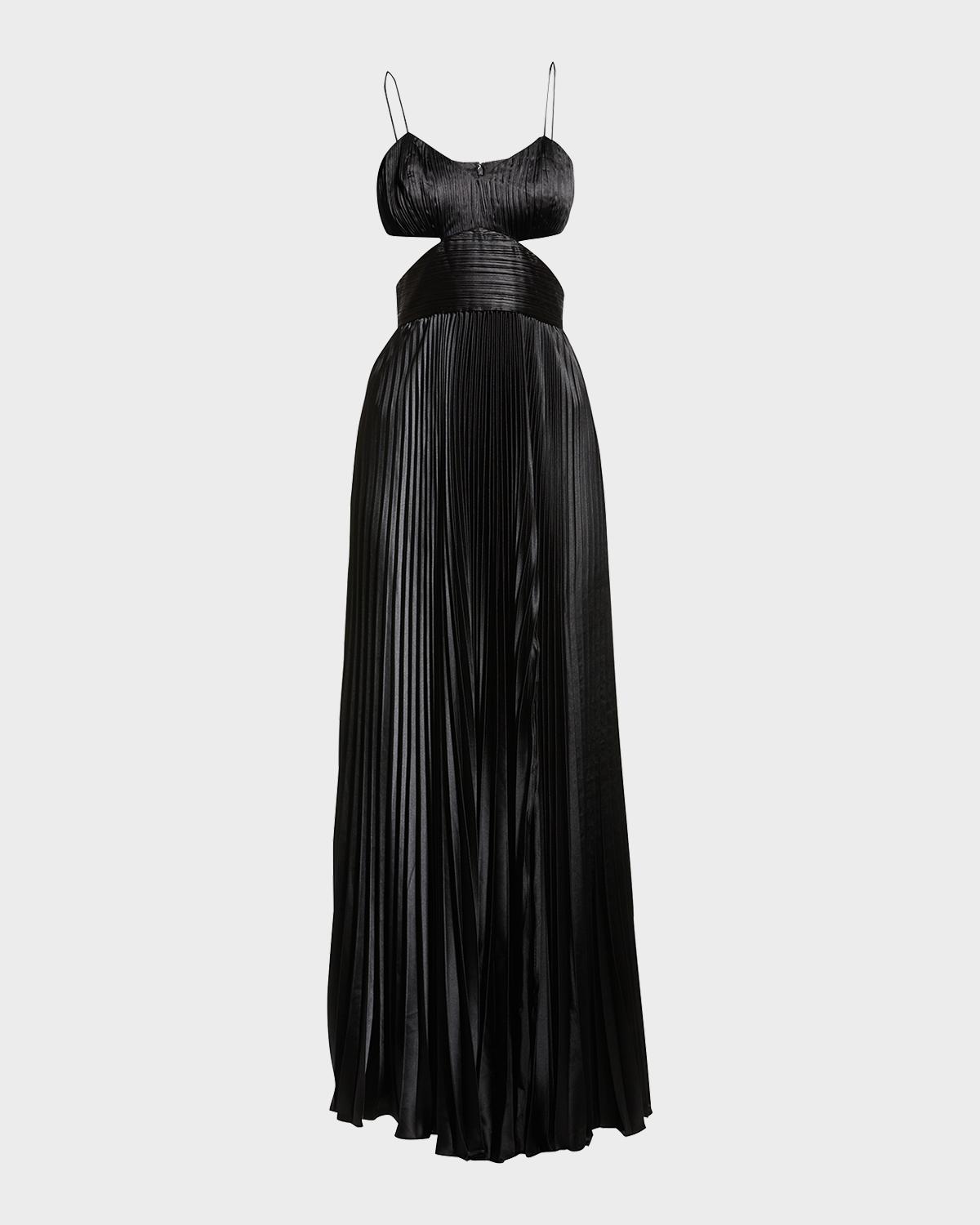 AMUR Elodie Pleated Long Cutout Gown