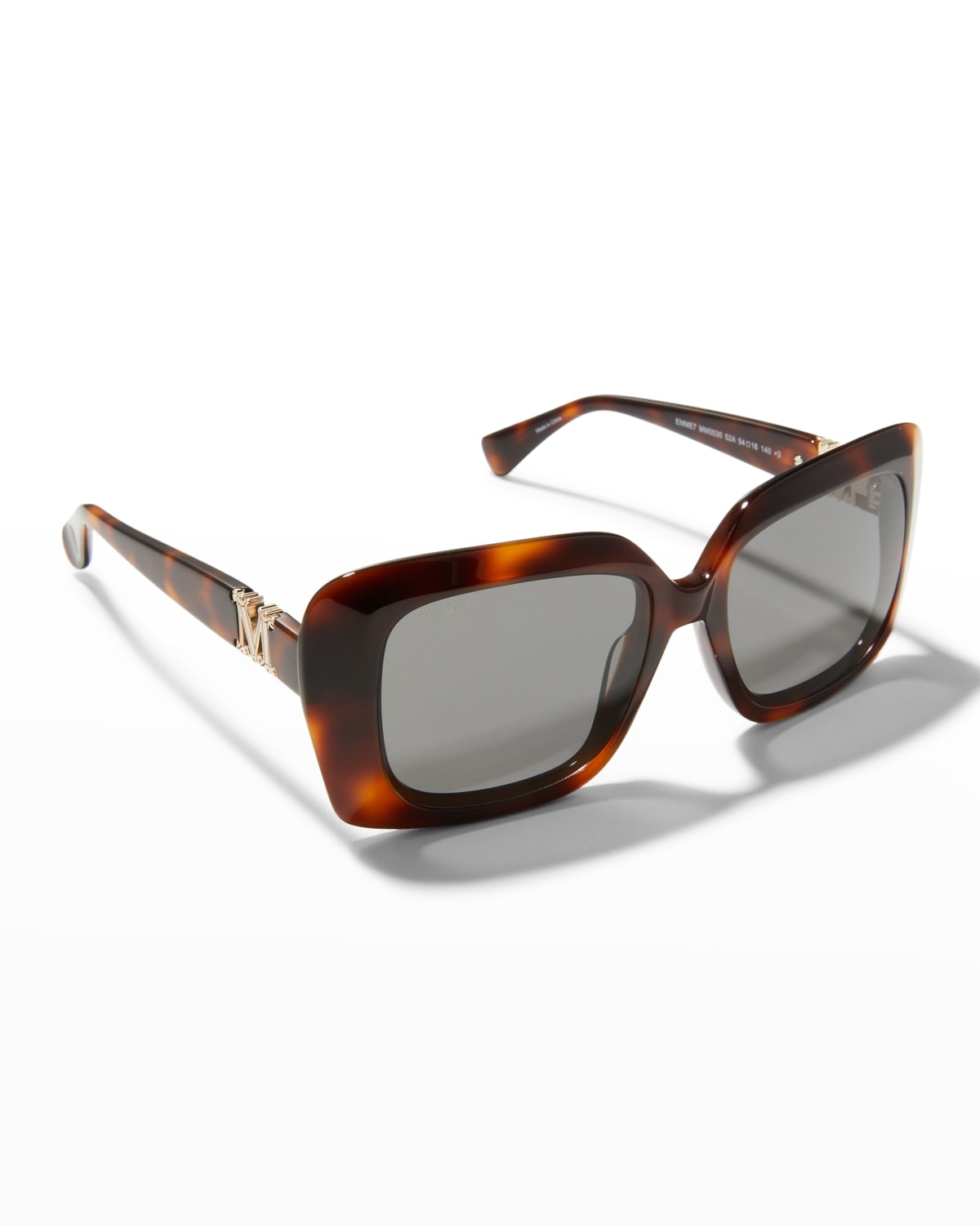 Max Mara Emme Rectangle Plastic Sunglasses W/ Chain Strap In 52a Brown