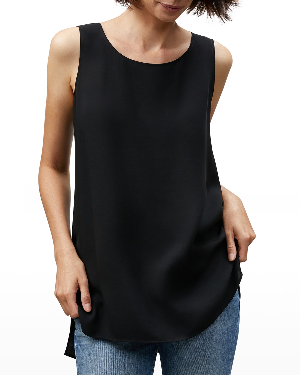 Lafayette 148 Petite Silk Double Georgette Ruthie Blouse In Black
