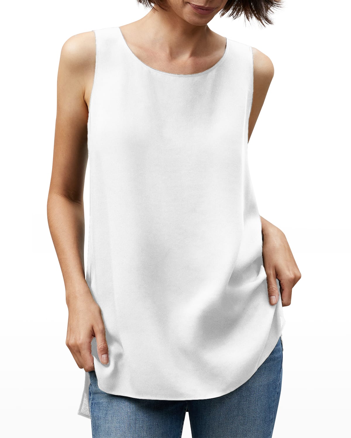 Lafayette 148 Petite Ruthie Sleeveless Georgette Blouse In Cloud
