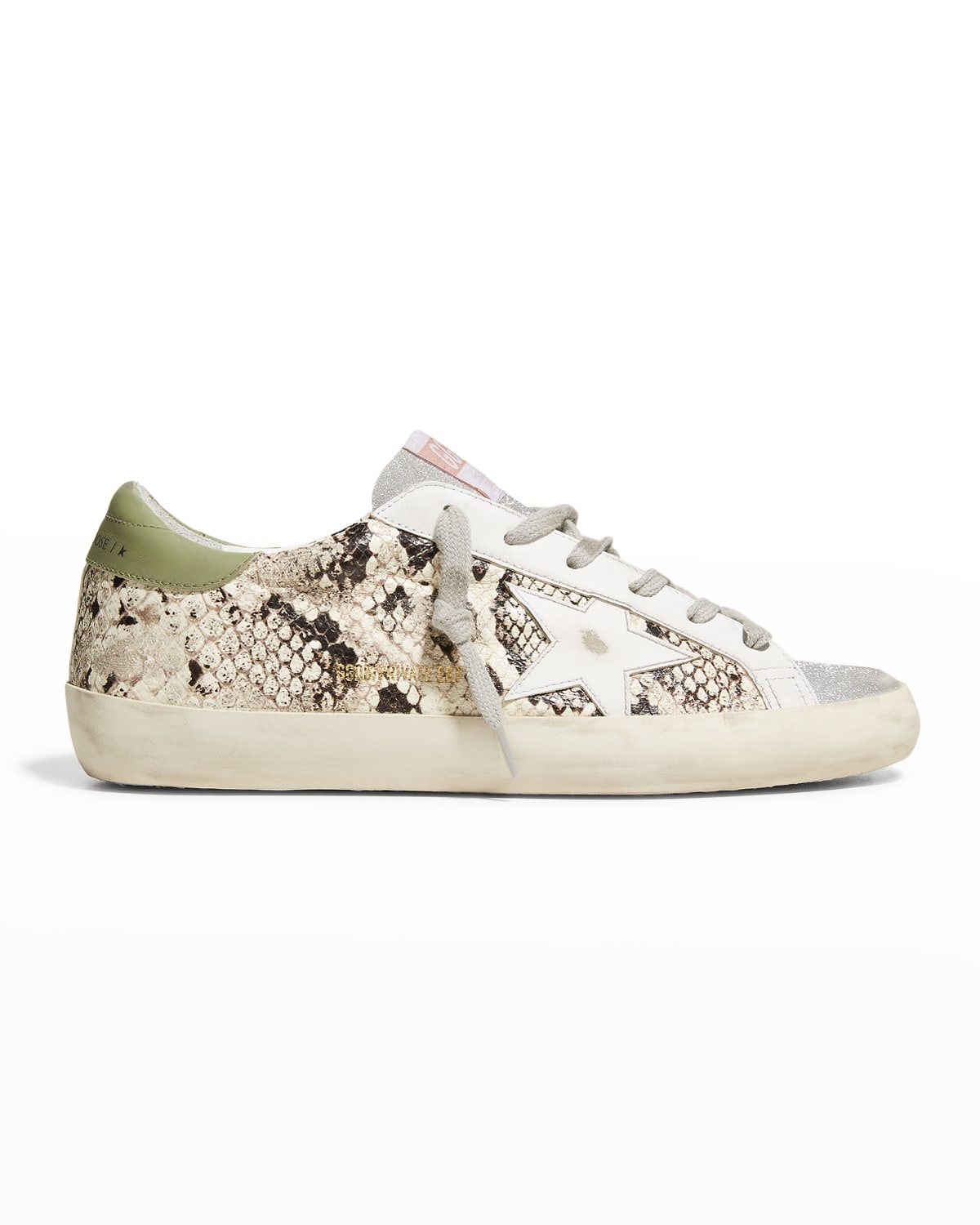 Golden Goose Superstar Python-print Glitter Low-top Sneakers In Grey ...