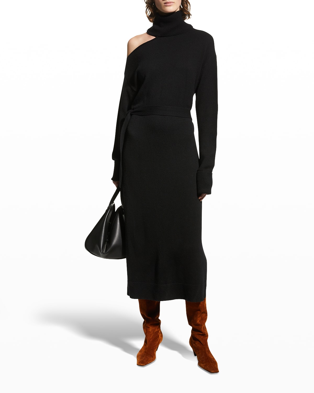 black long sleeve turtleneck dress