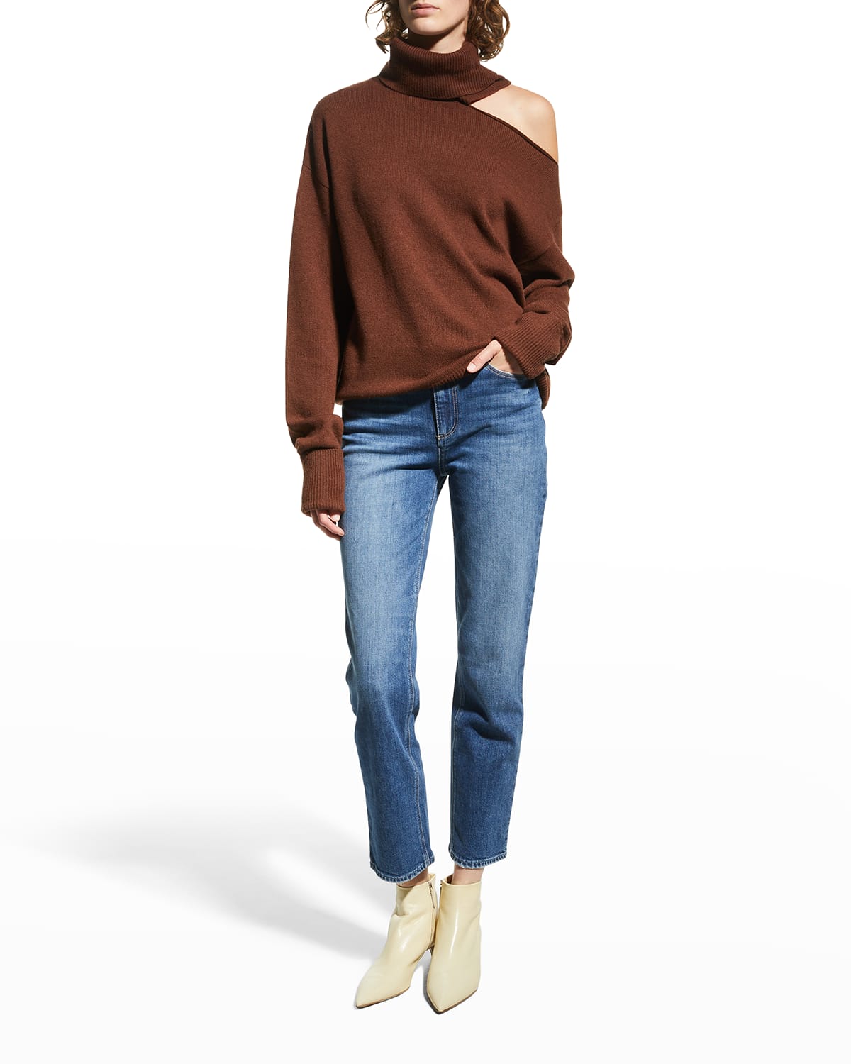 Paige Raundi Brown Cut-out Wool-blend Jumper In Dark Brown Multi