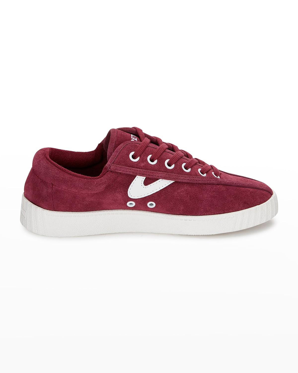 red suede sneakers