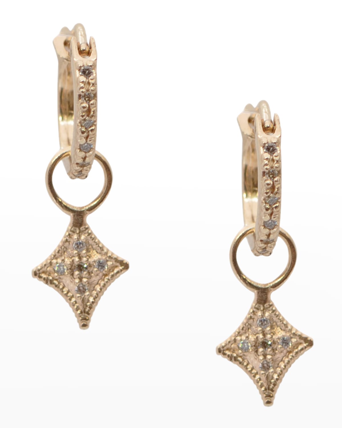 14k Fine Gold Modern Look Diamond Accented Star Frame Sagittarius Earring