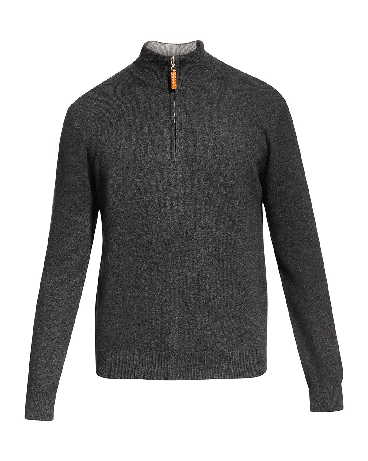 Neiman Marcus Men's Wool-Cashmere 1/4-Zip Sweater