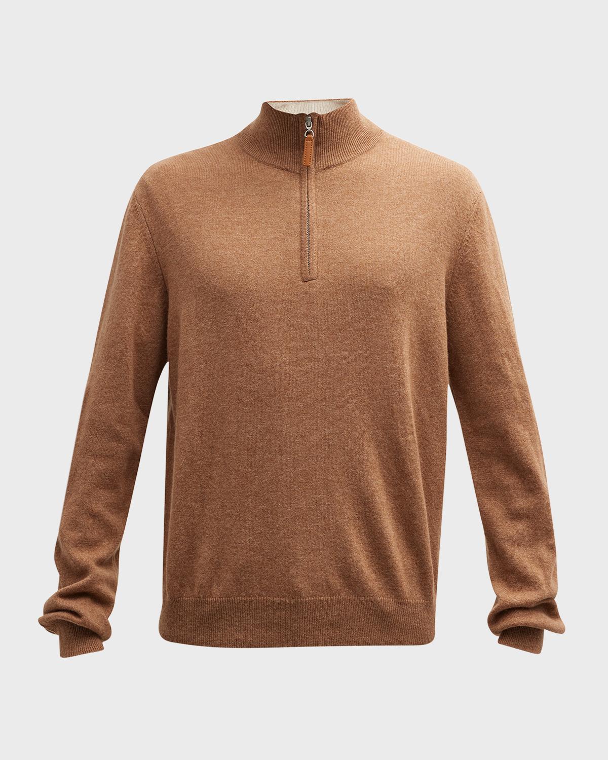 Neiman Marcus Men's Wool-Cashmere 1/4-Zip Sweater