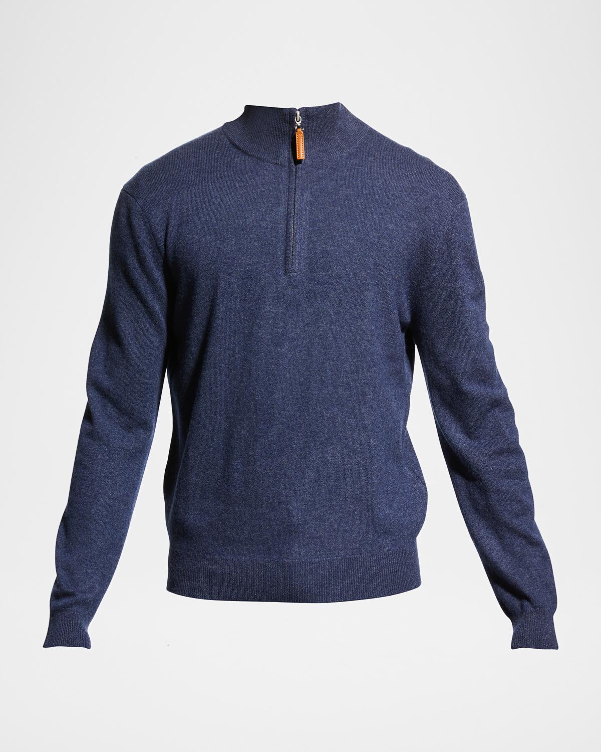 Neiman Marcus Men's Wool-Cashmere 1/4-Zip Sweater