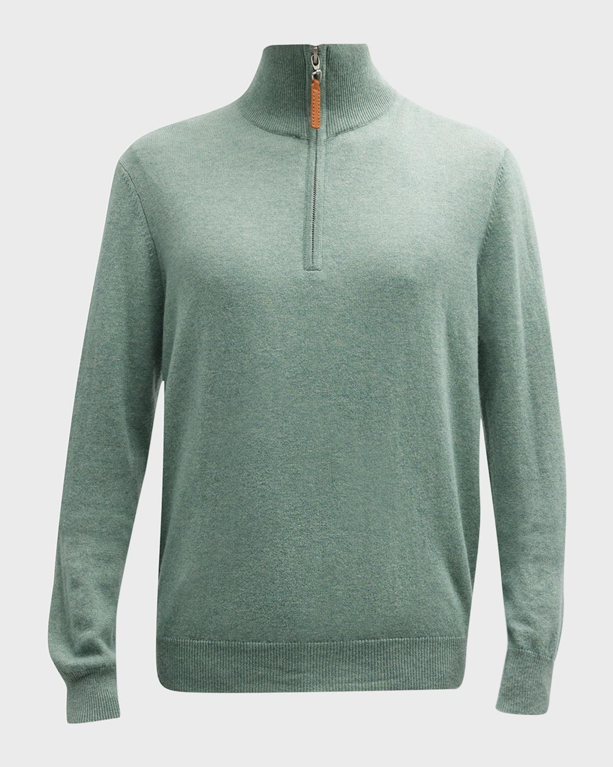 Neiman Marcus Men's Wool-Cashmere 1/4-Zip Sweater