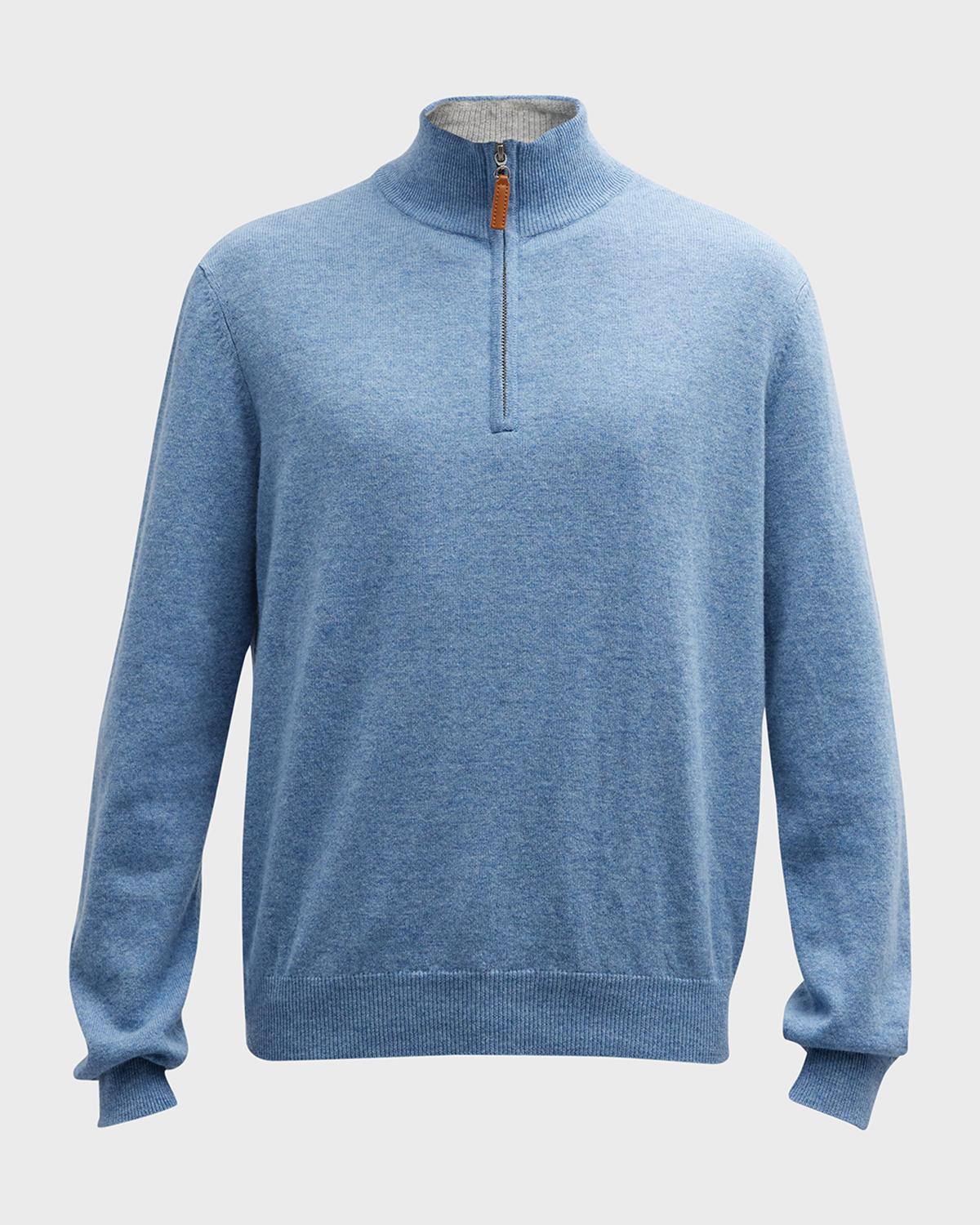 Neiman Marcus Men's Wool-Cashmere 1/4-Zip Sweater