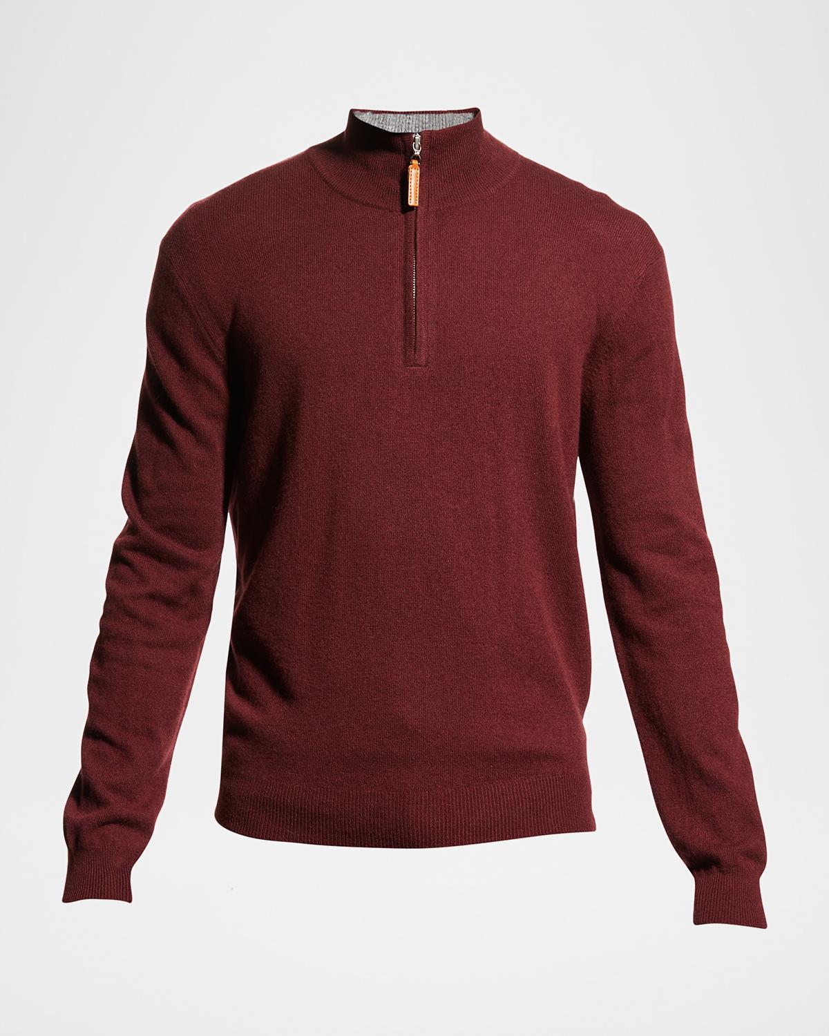 Neiman Marcus Men's Wool-Cashmere 1/4-Zip Sweater