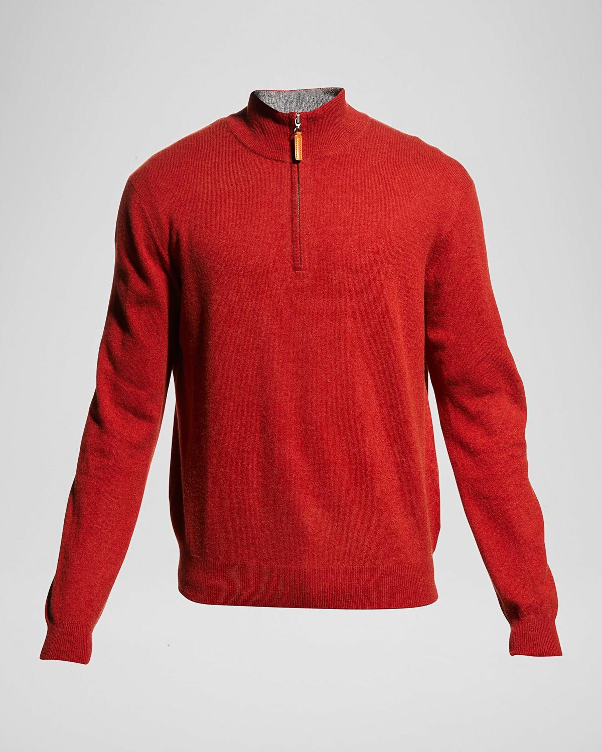 Neiman Marcus Men's Wool-Cashmere 1/4-Zip Sweater