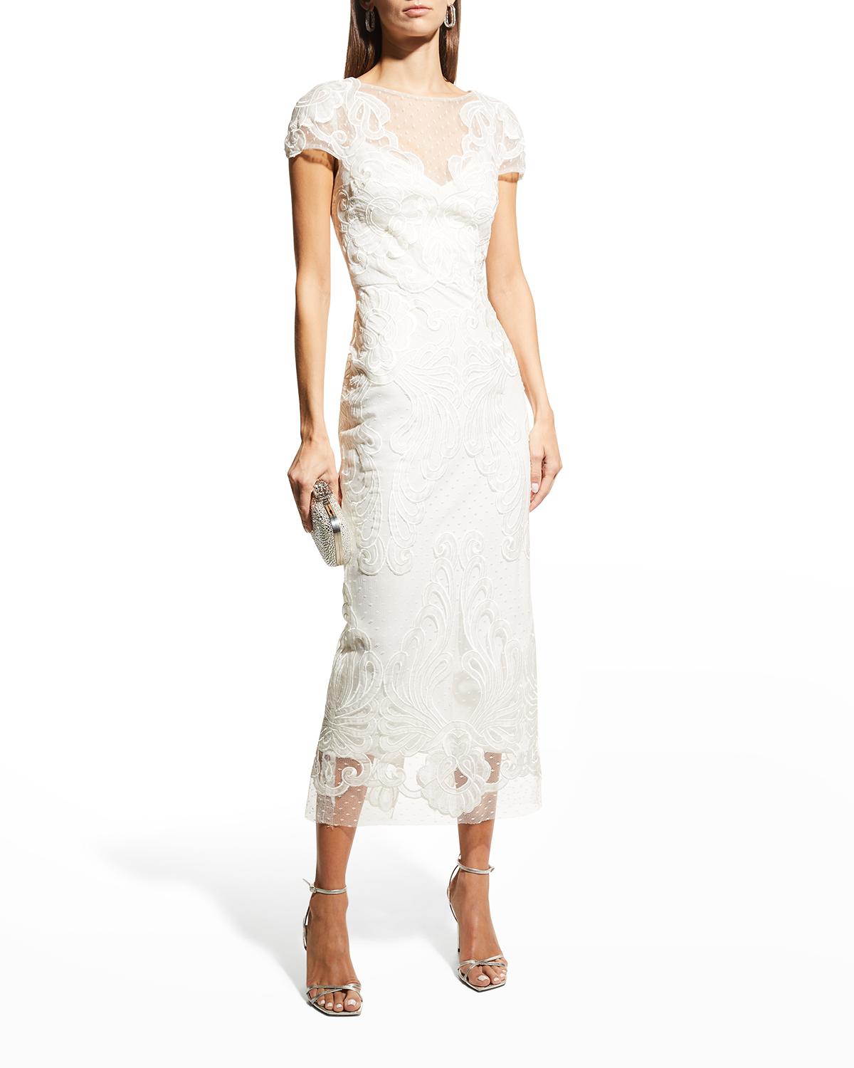 neiman marcus white lace dress $150 Neiman Marcus Women's White Long Bell-Sleeve Lace-Panel Dress Size  Medium