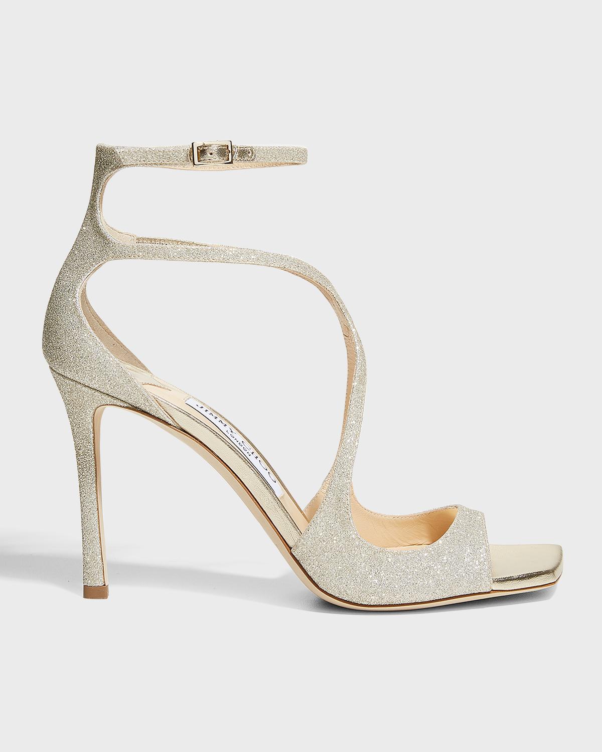 Jimmy Choo Azia Glitter Ankle-Strap Sandals