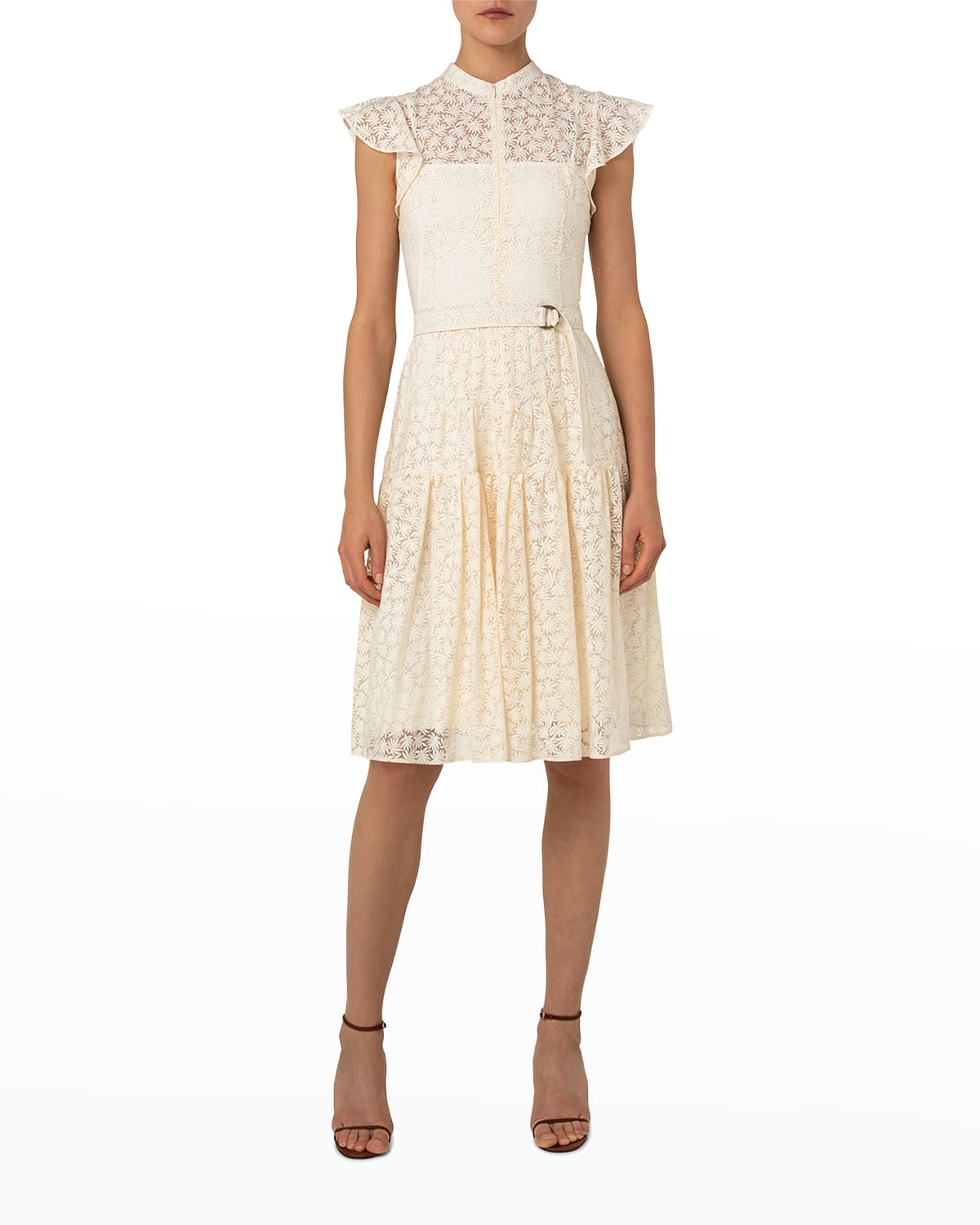 Cap Sleeves Lace Dress | Neiman Marcus