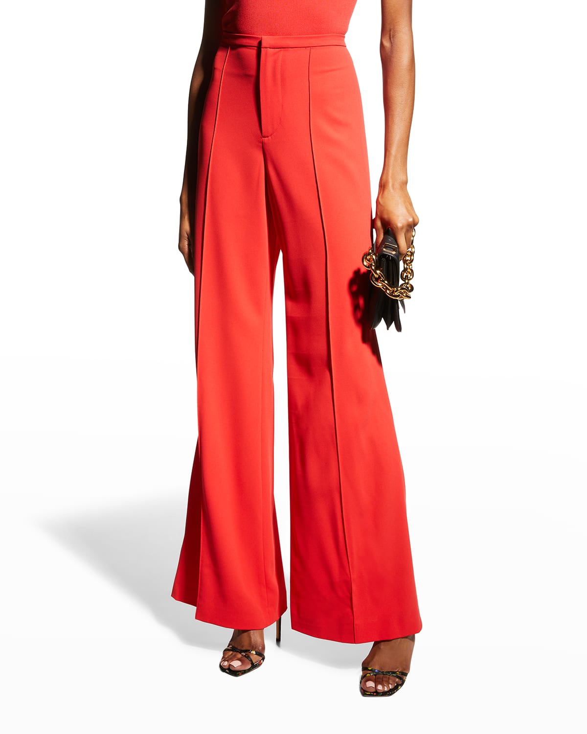 red wide leg pants