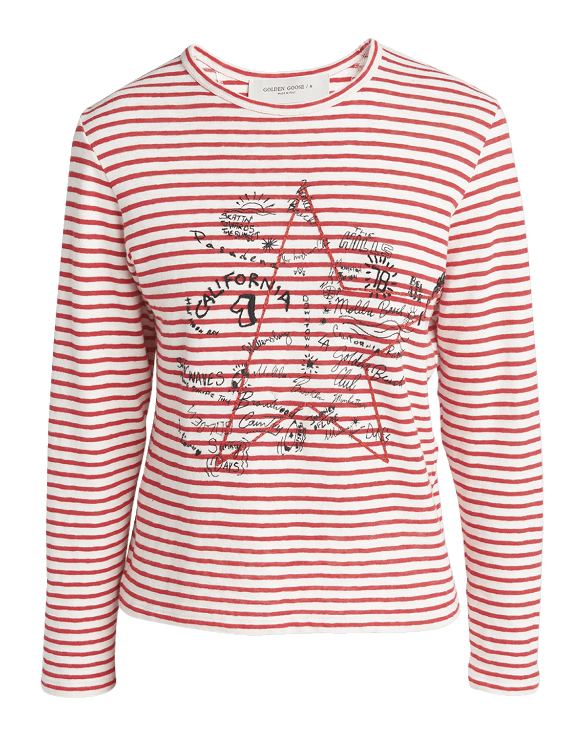Golden Goose Striped Long-Sleeve T-Shirt w/ Embroidery
