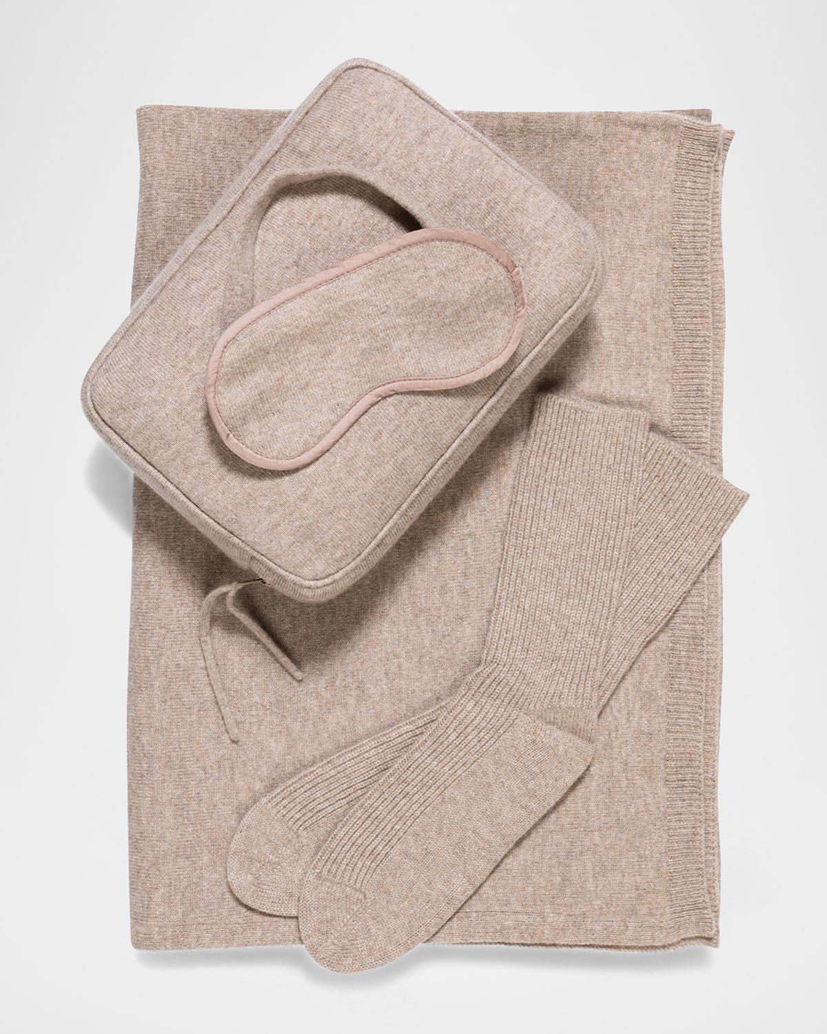 Sofia Cashmere Cashmere Cable-Knit Travel Set