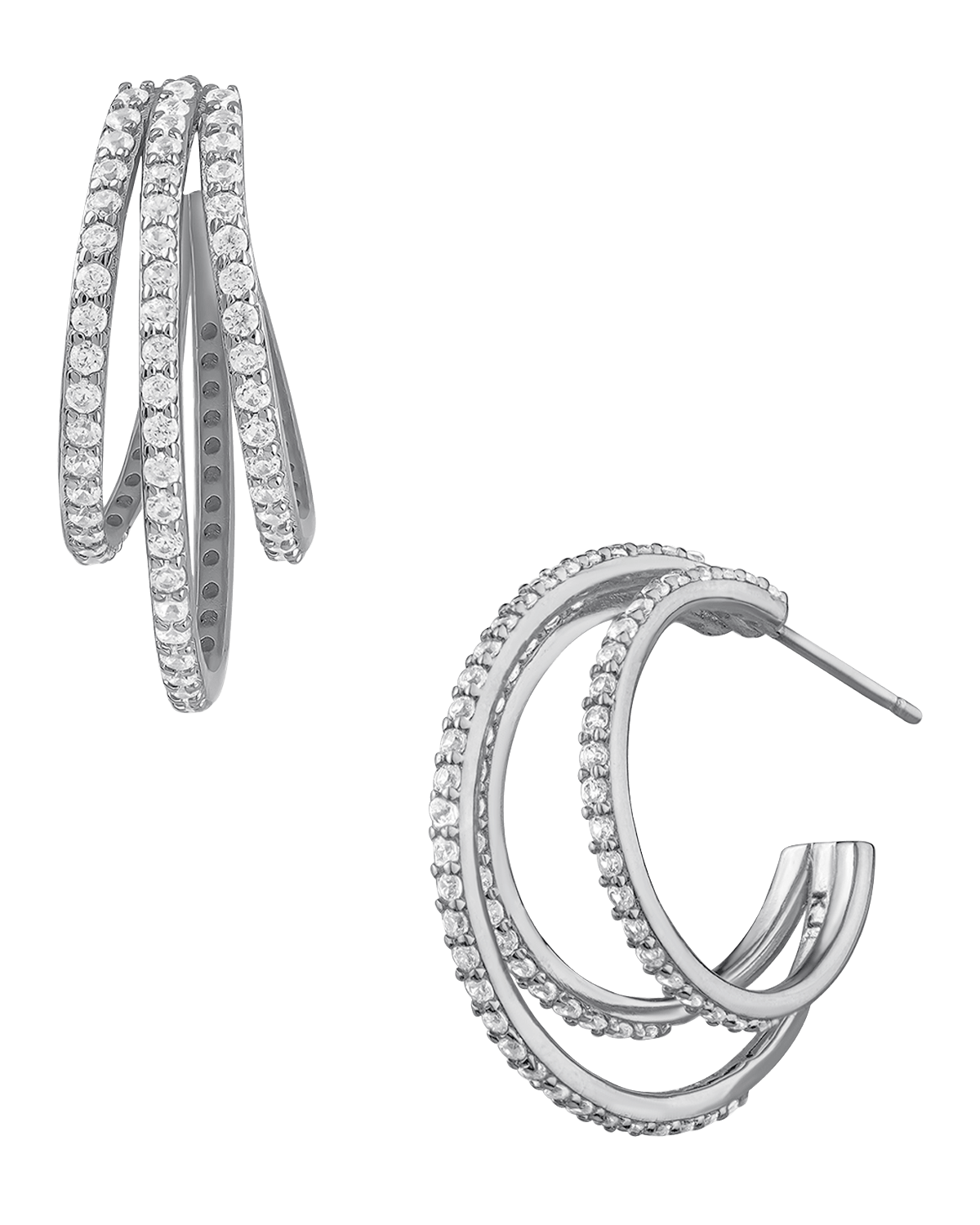 Golconda by Kenneth Jay Lane Pave Cubic Zirconia Triple-Row Hoop Earrings