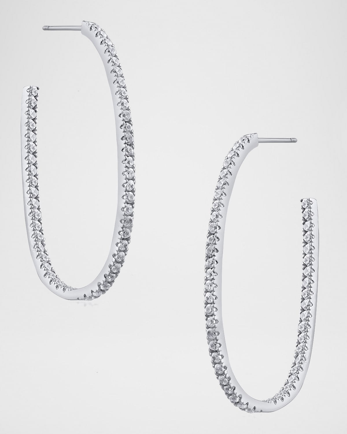 Golconda by Kenneth Jay Lane Round Cubic Zirconia Oval In-and-Out Hoop Earrings