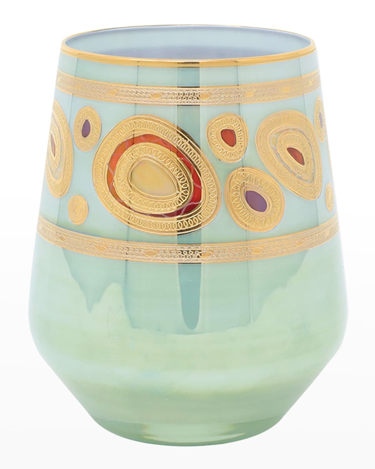 Vietri Regalia Aqua Stemless Wine Glass