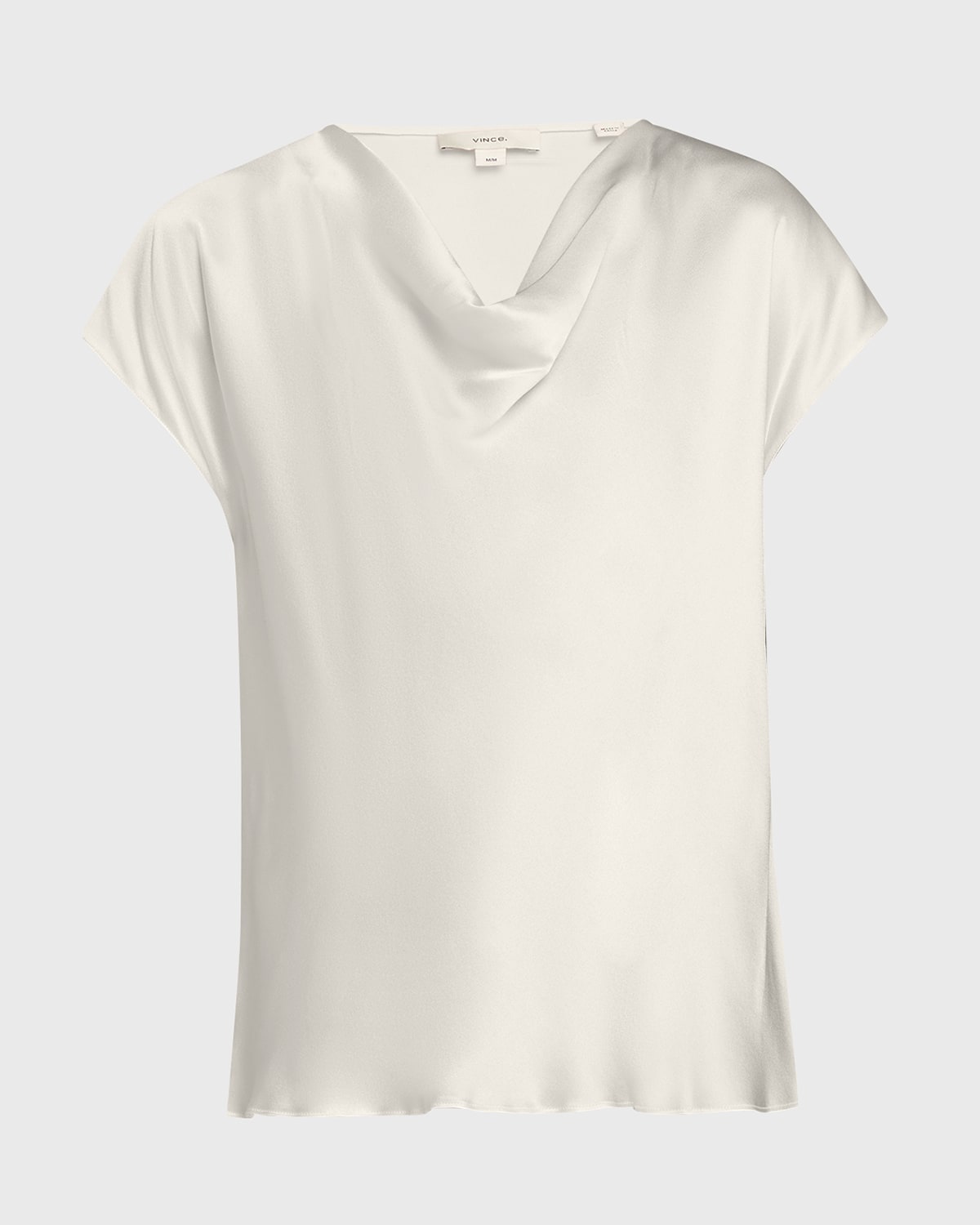 Vince Cowl-Neck Cap-Sleeve Satin Blouse