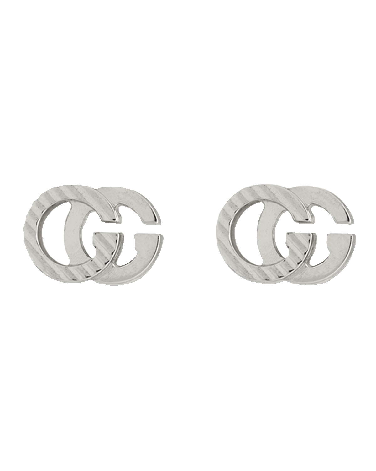 Gucci 18k White Gold Running G Stud Earrings