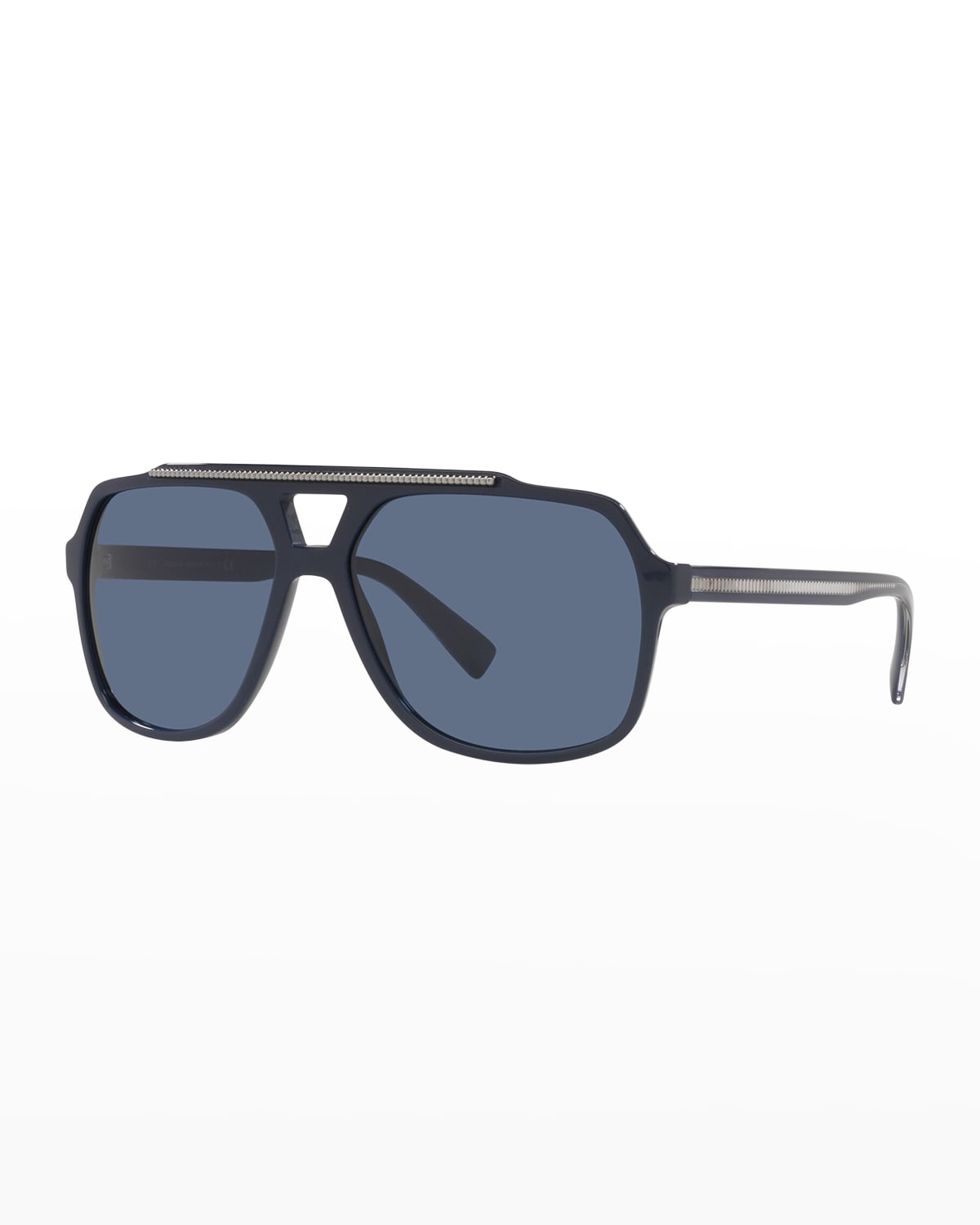 Dolce&Gabbana Men's BrowBar Cutout Aviator Sunglasses Neiman Marcus