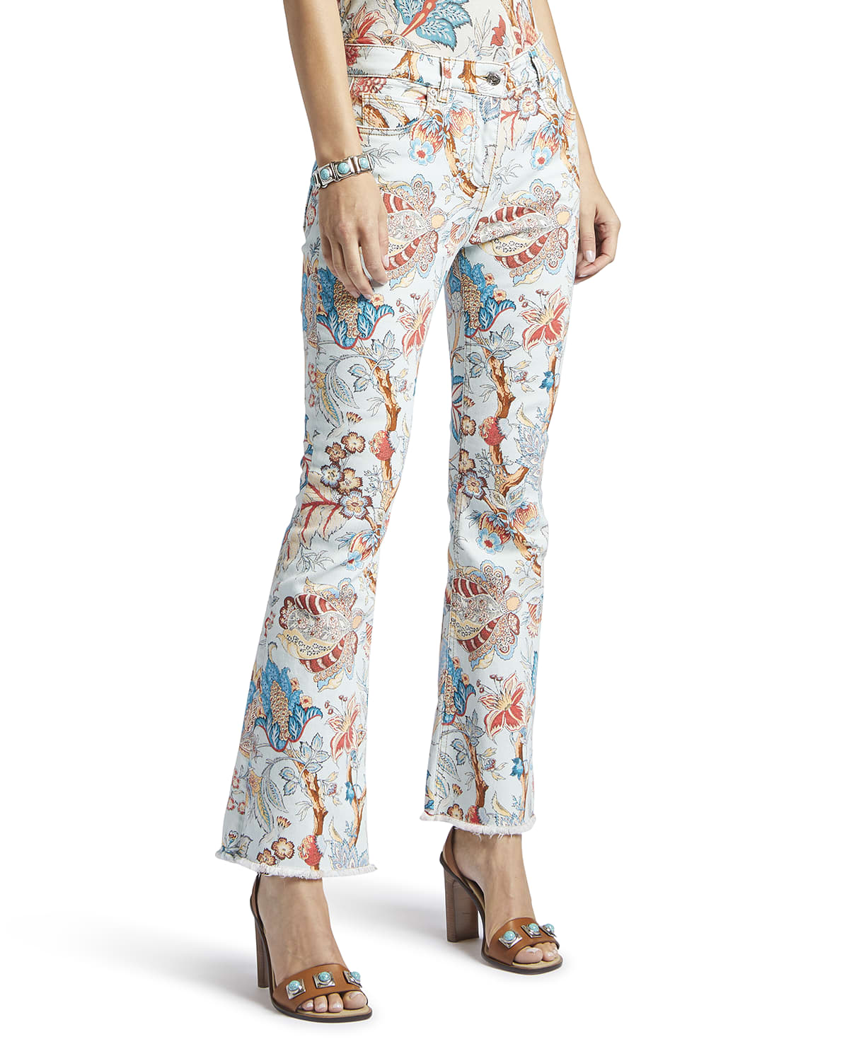 Floral Print Jeans Neiman Marcus