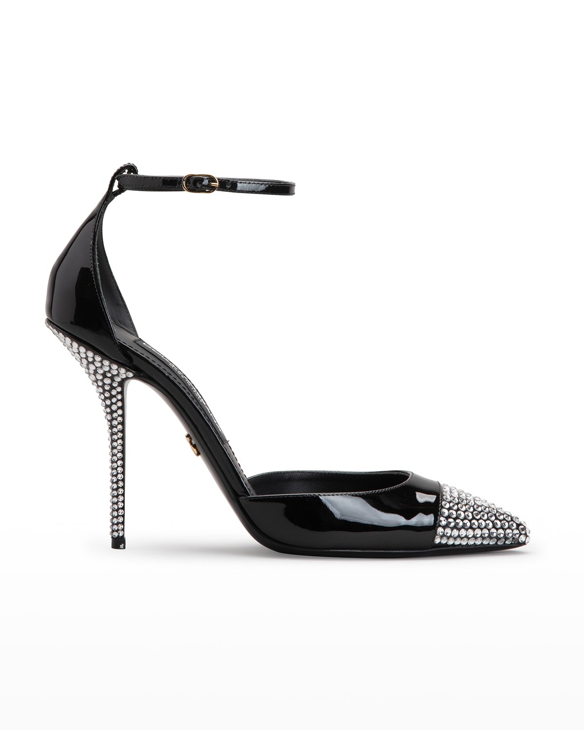 Steel Pointed Toe Double Ankle Strap D'Orsay Pumps