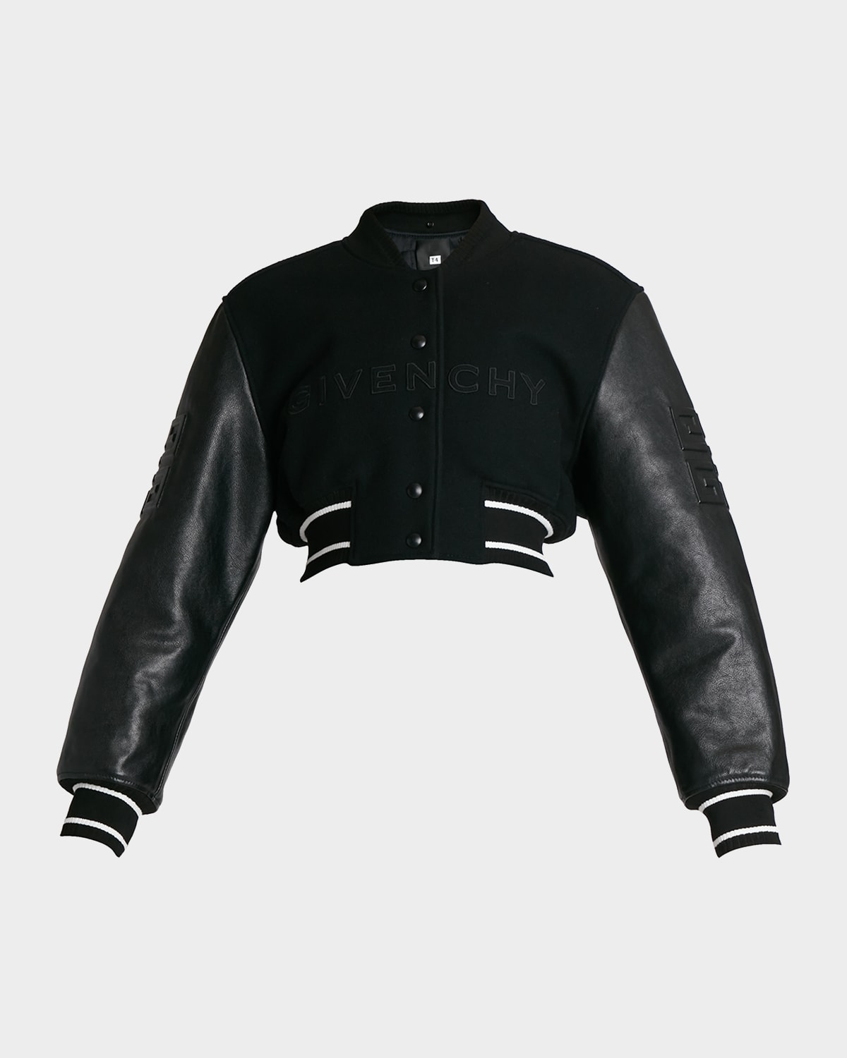 Givenchy Mixed-Media Logo-Embroidered Crop Bomber Jacket