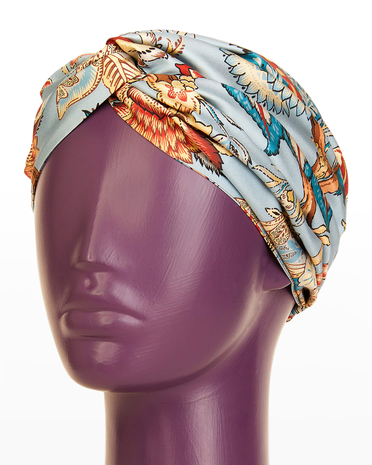 Wearable Art Women's Organic Cotton Headwrap Tropical Fuchsia Floral Print Hair Wrap Turban Hat