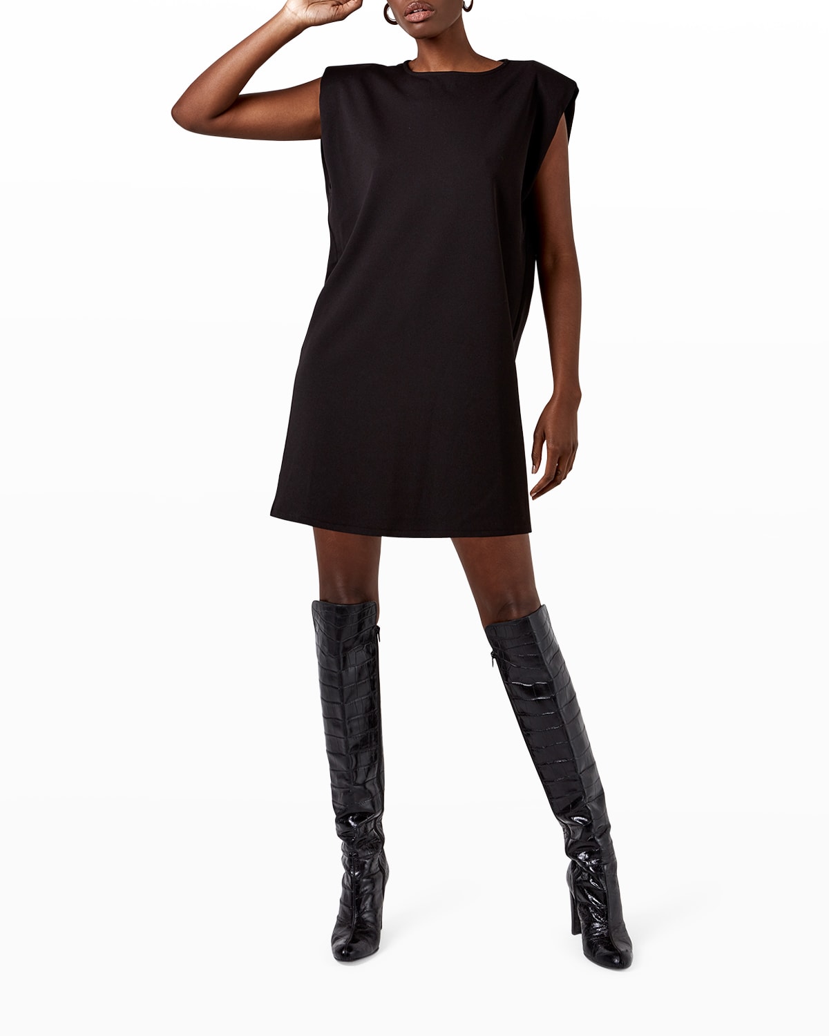 black crepe dress with sleeves