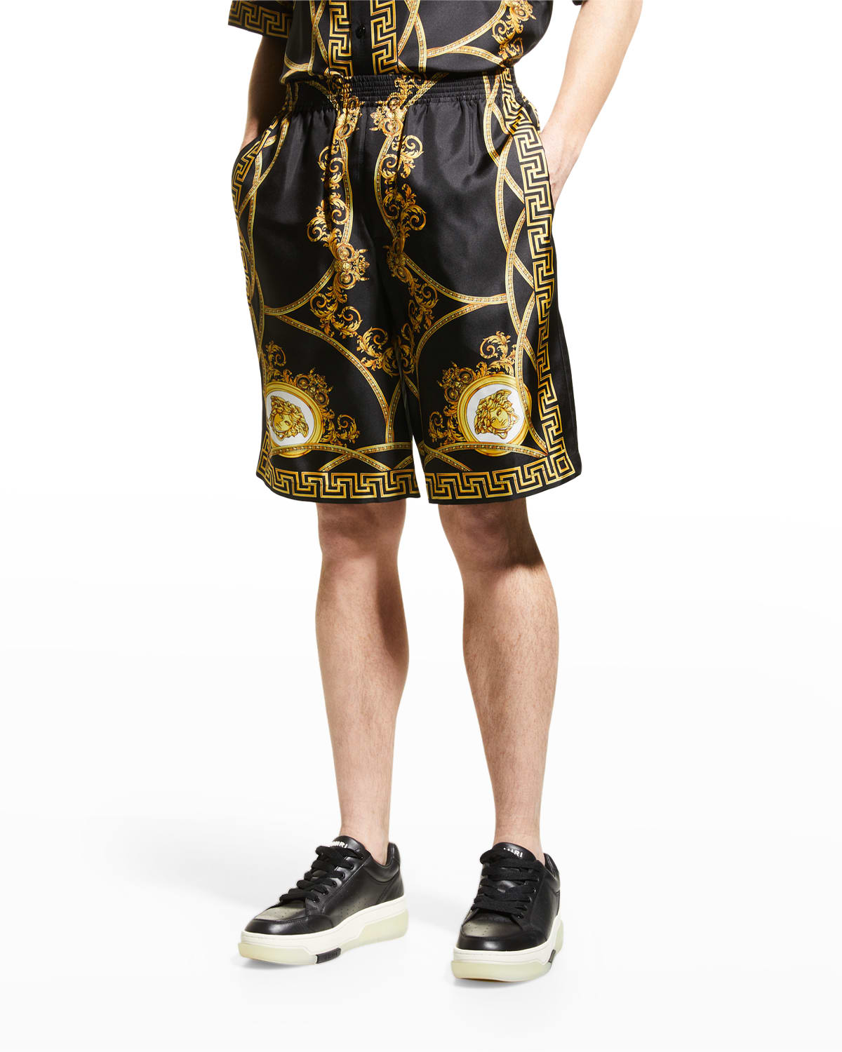 Versace Men's La Coupe Des Dieux Silk Shorts | Neiman Marcus