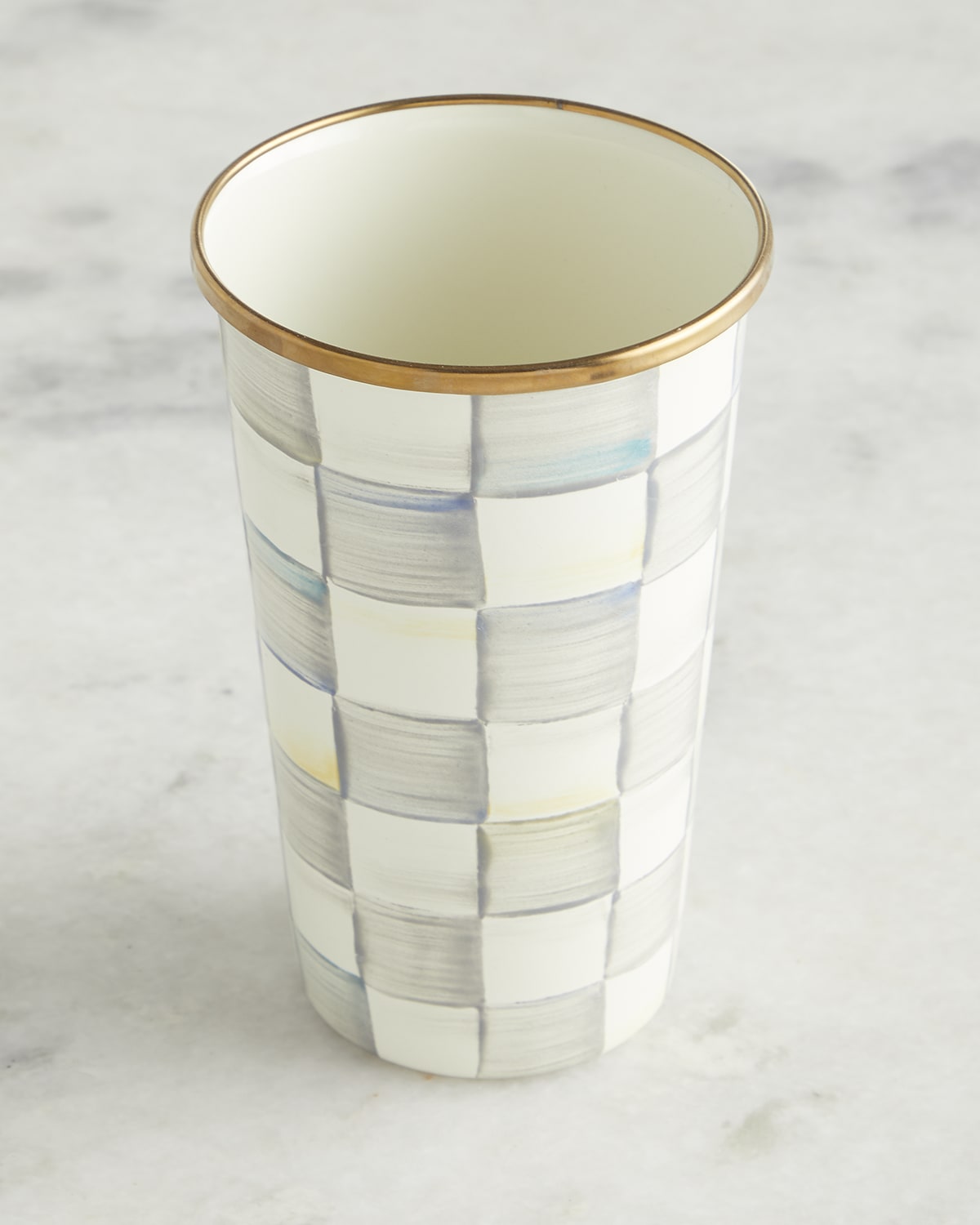 MacKenzie-Childs Sterling Check Enamel Tumbler, 20 oz.