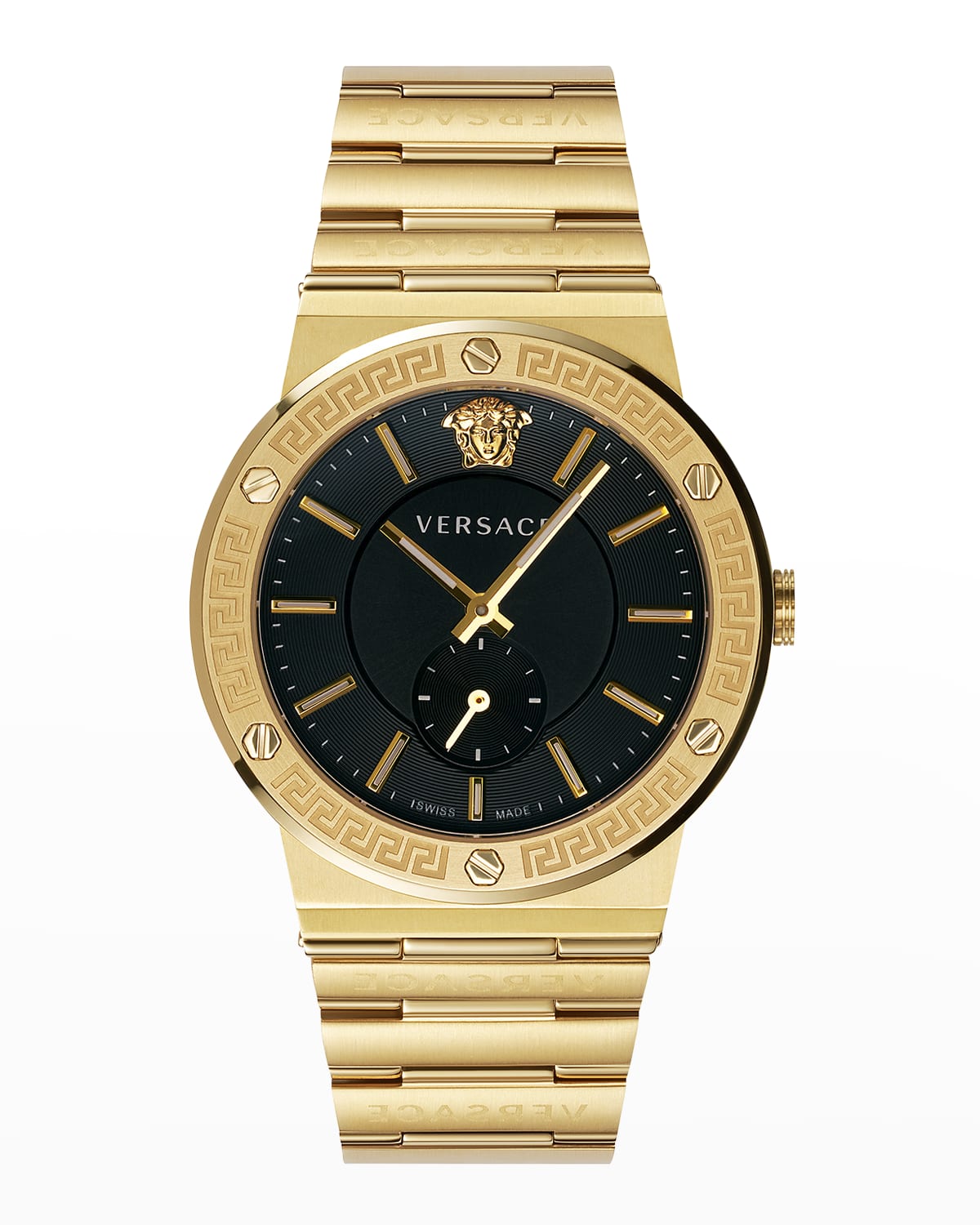 Versace Men's 41mm Greca Logo Bracelet Watch In Gold ModeSens