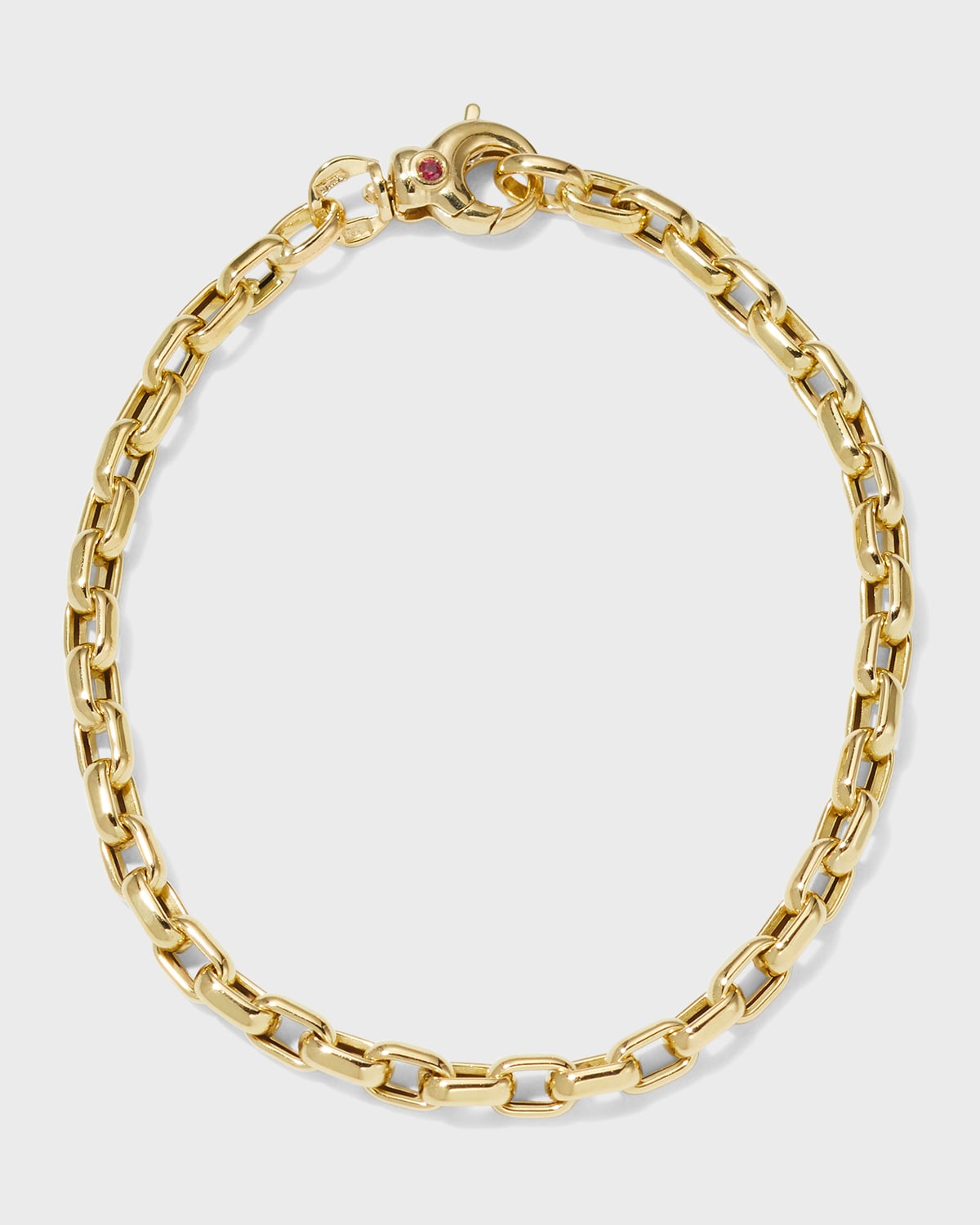 ROUND ROLO CHAIN MADE IN ITALY 18K YELLOW GOLD BRACELET 7.10 INCHES WITH HEART