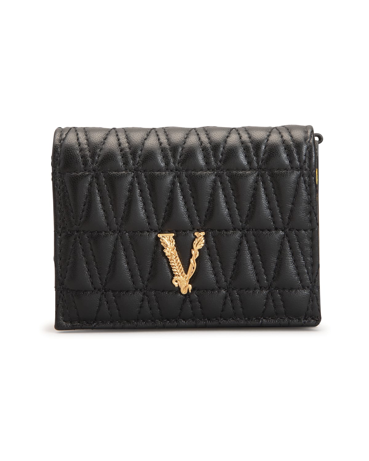 Versace Virtus Quilted Bifold Wallet In Black Multi | ModeSens