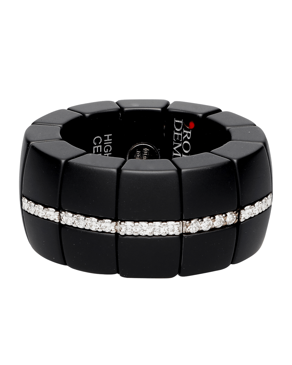 Roberto Demeglio Black Ceramic Stretch Ring w/ Diamond Pave, Size 5