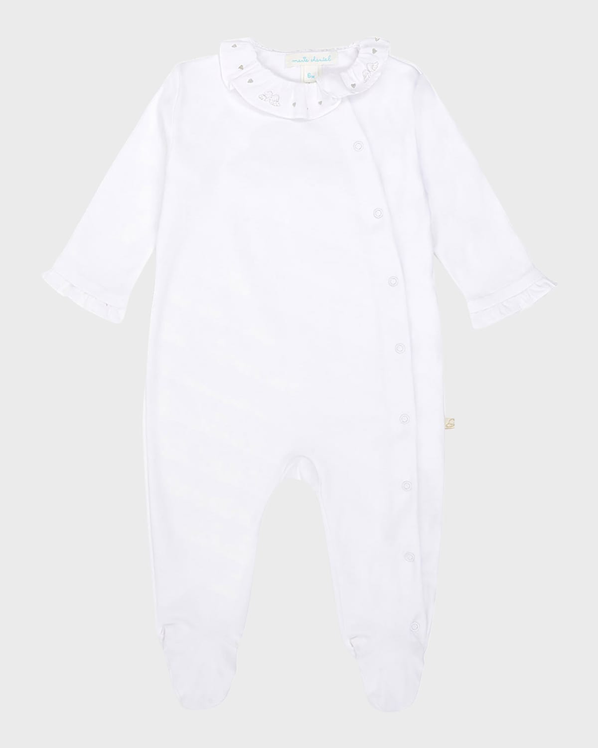Marie Chantal Girl's Pima Cotton Silver Angel Wing Sleepsuit