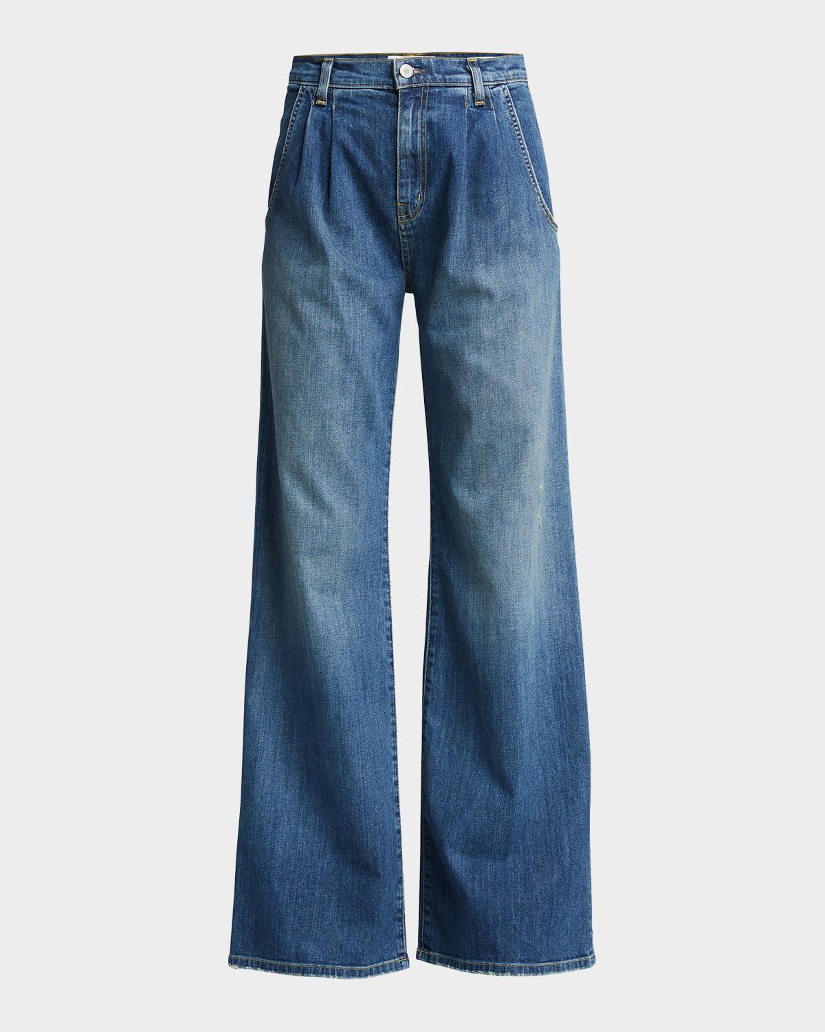 Nili Lotan Flora Pleated Wide-Leg Trouser Jeans