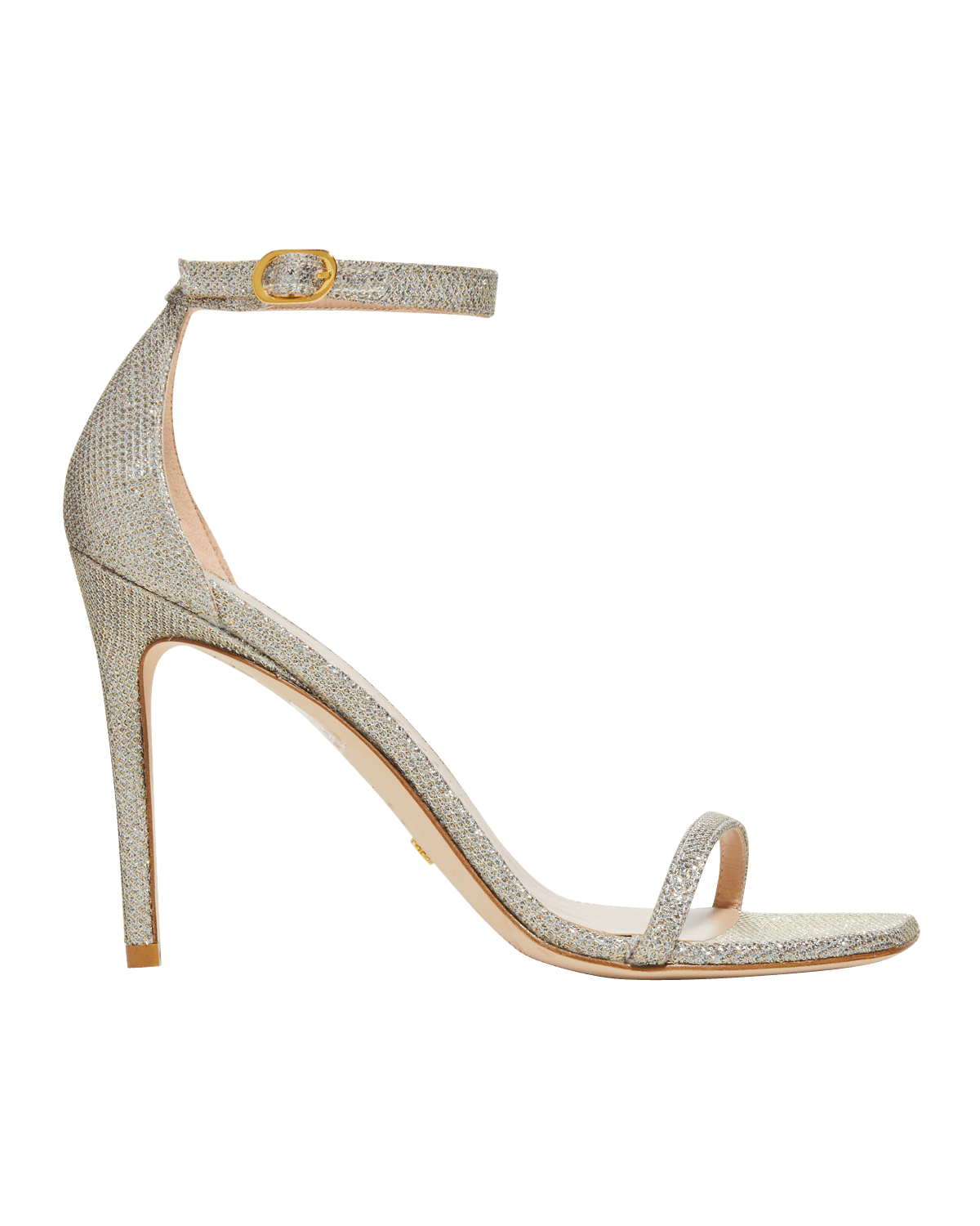 Stuart Weitzman Nudistcurve Shimmery Ankle-Strap Sandals