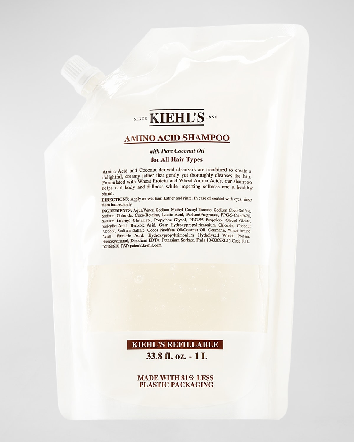 Kiehl's Since 1851 33.8 oz. (1L) Amino Acid Shampoo Refill Pouch