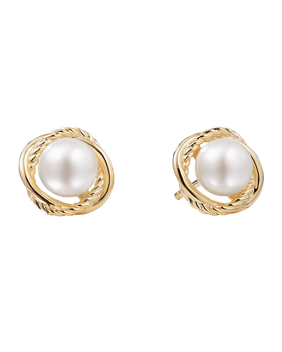 David Yurman Infinity Pearl Stud Earrings in 18K Gold, 6mm