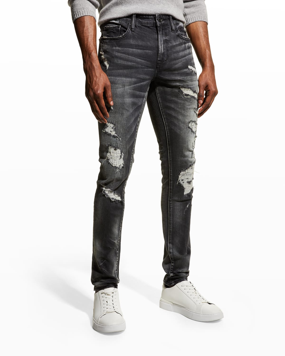 blacked ripped jeans