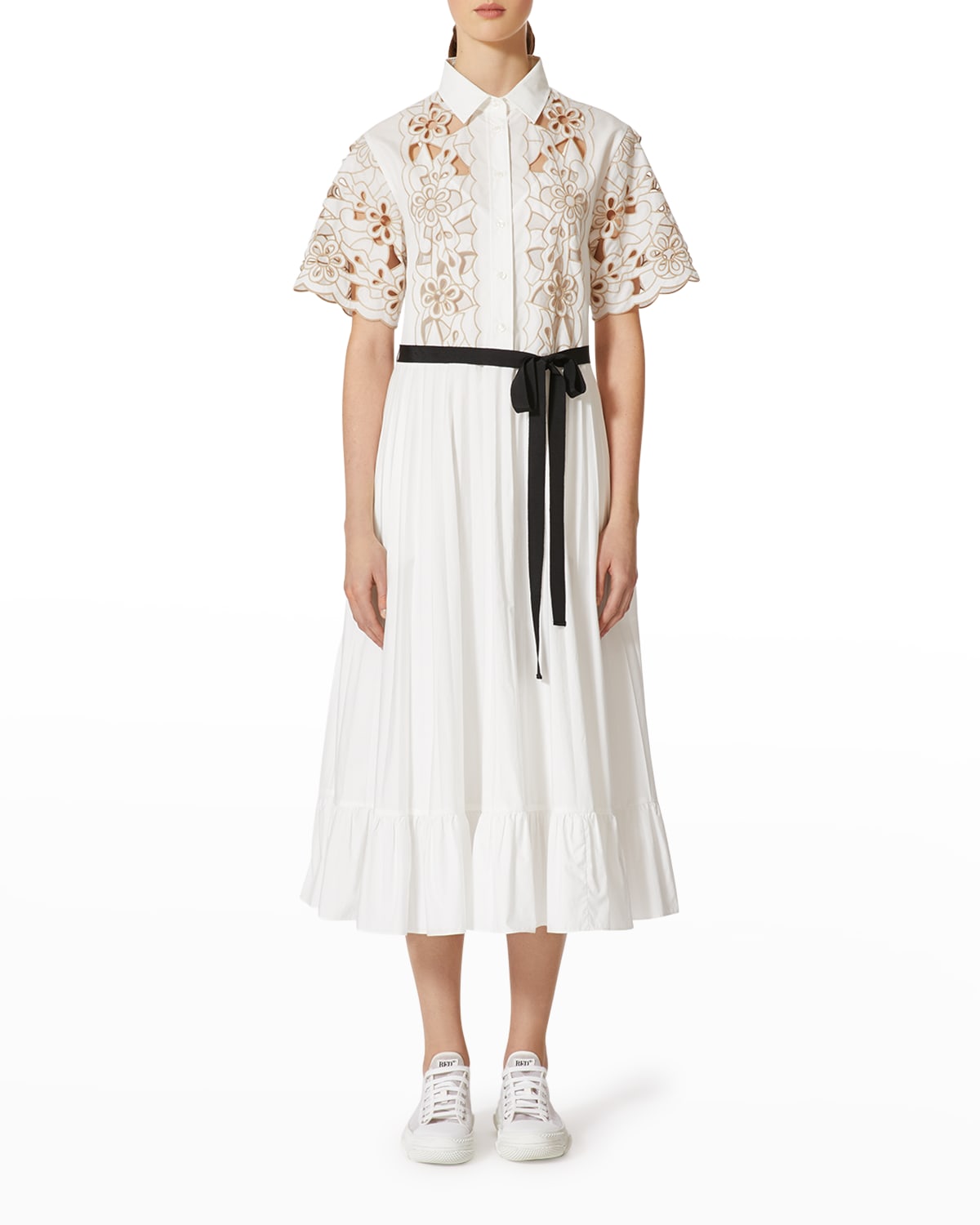 BURFLY Womens Casual Floral T-Shirt Dress Long Sleeve Round Neck Tunic Dress Pleated Mini Skirts Dress Size 12-18 UK