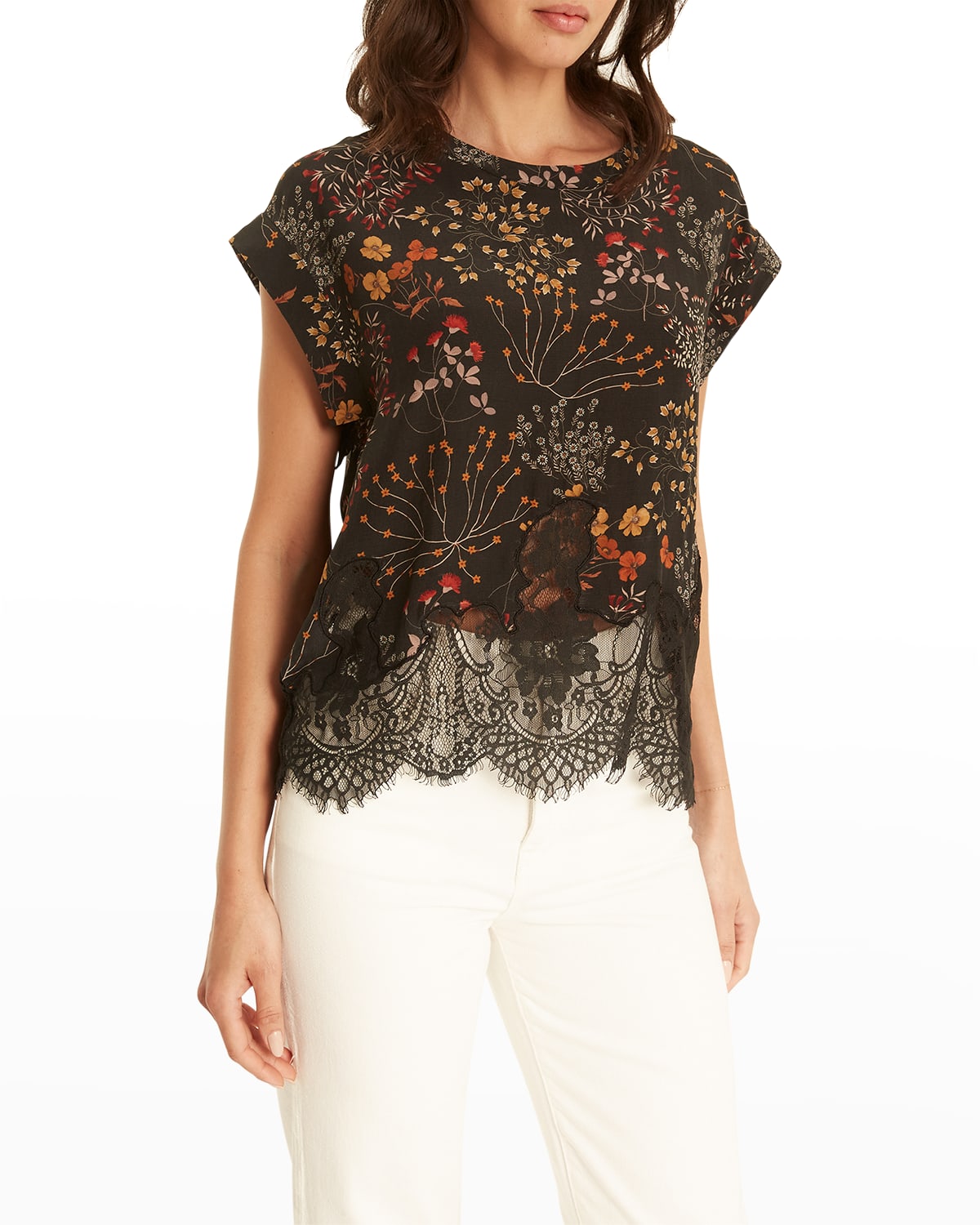 Fitted Lace Top Neiman Marcus