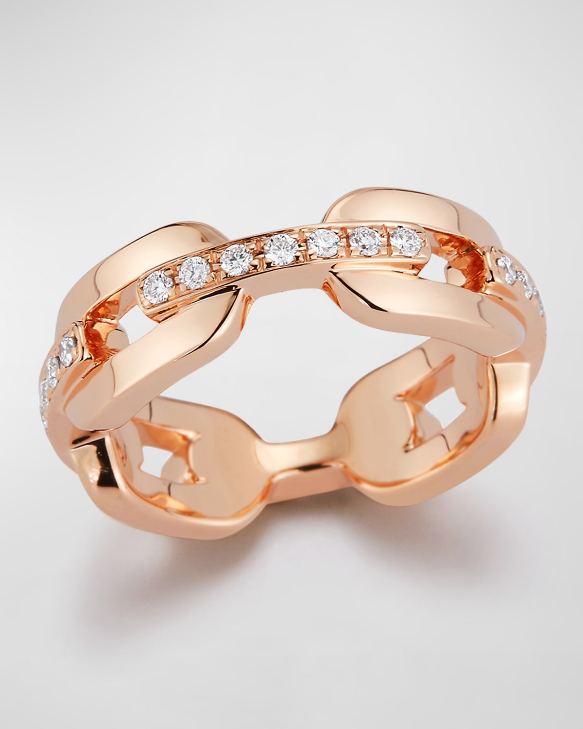 Walters Faith 18K Rose Gold and Diamond Bar Flat Chain Link Ring