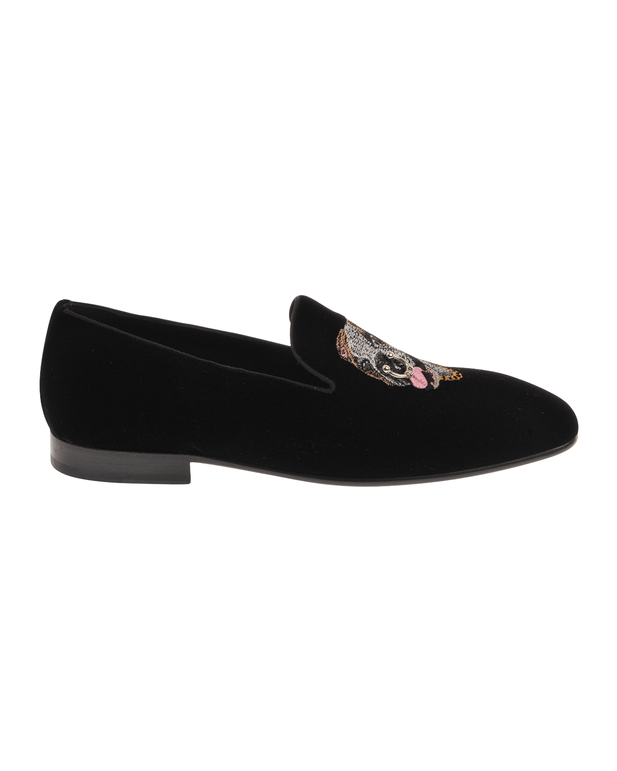 John Richmond Men's Dog-Embroidered Velvet Loafers